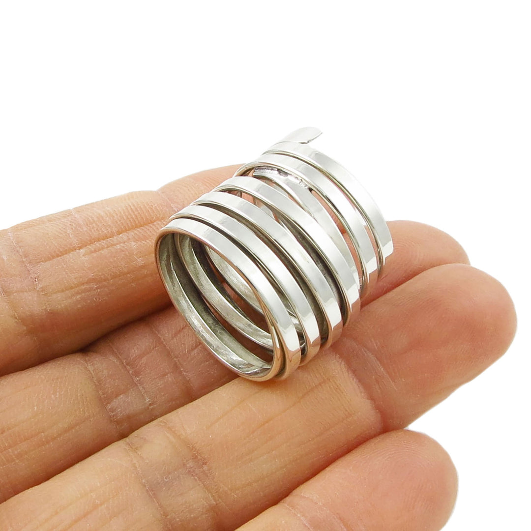 Sterling Silver Chunky Spiral Ring for Women