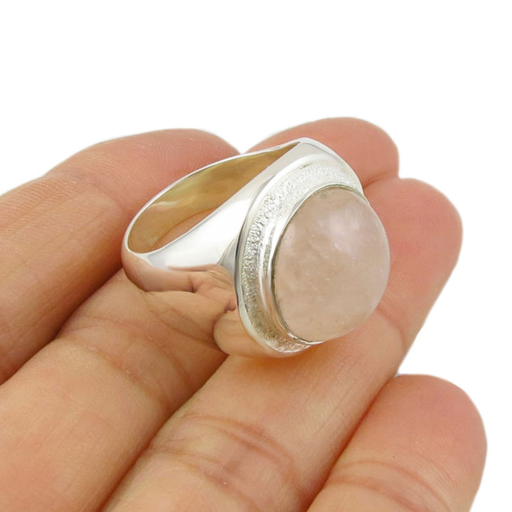 Sterling Silver Rose Quartz Cocktail Ring Size Q