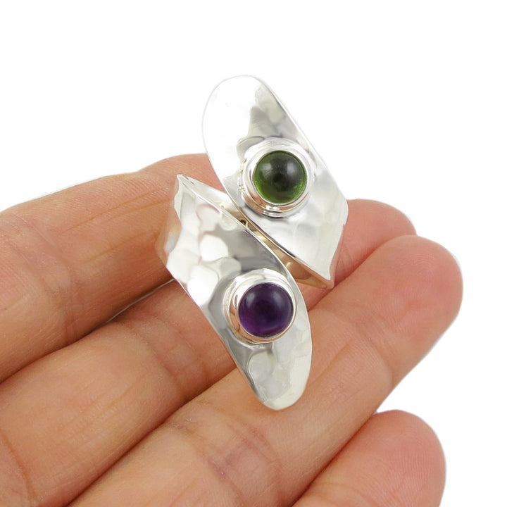 Sterling Silver Amethyst and Peridot Ring