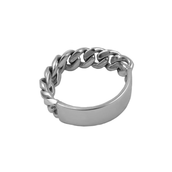Sterling Silver Chunky Curb Chain Ring for Women