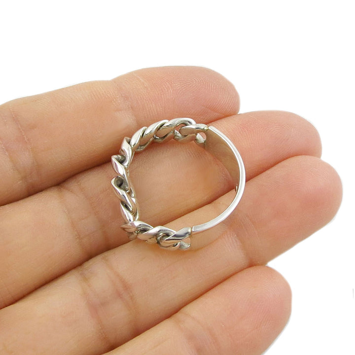 Sterling Silver Chunky Curb Chain Ring for Women