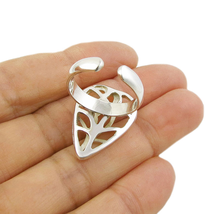 Sterling Silver Vine Heart Ring Adjustable Size