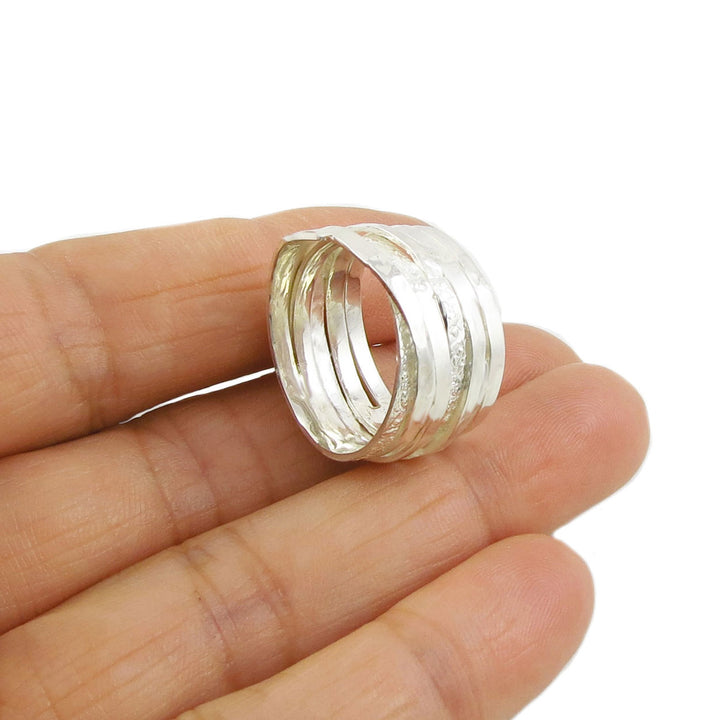 Wide Sterling Silver Stack Ring