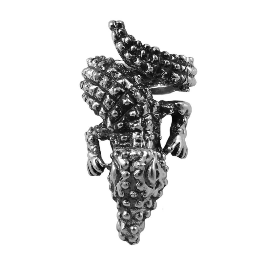 Statement Crocodile Ring in Sterling Silver