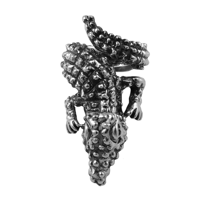 Statement Crocodile Ring in Sterling Silver