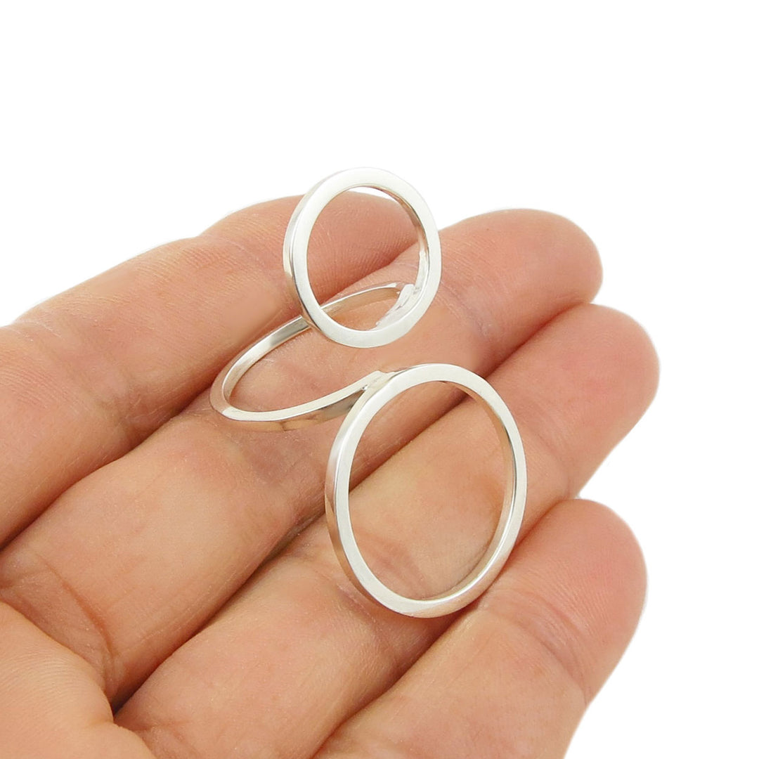 Mexican Silver Double Circle Ring for Women