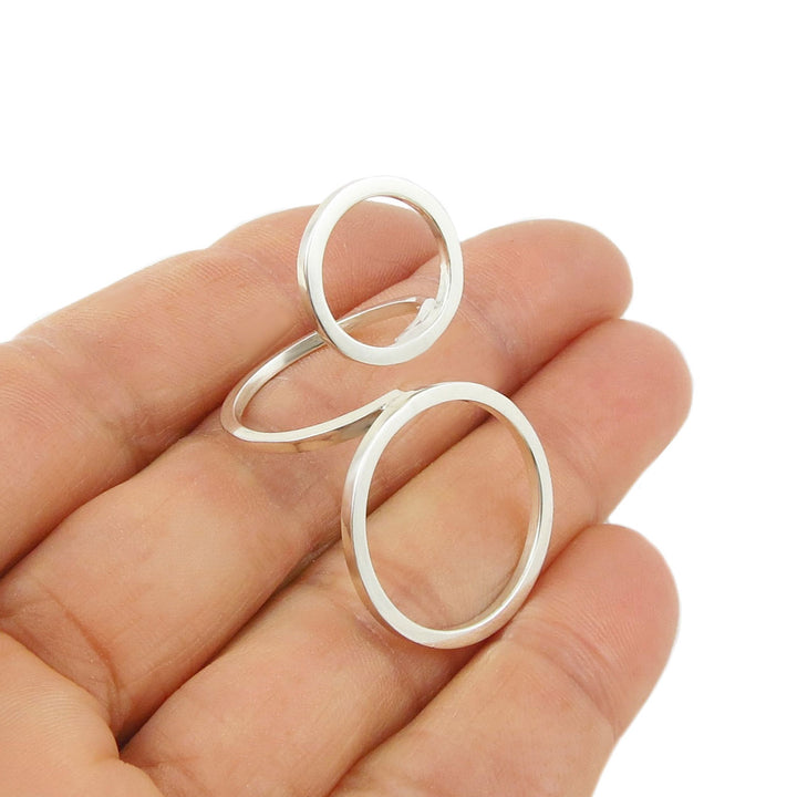 Mexican Silver Double Circle Ring for Women