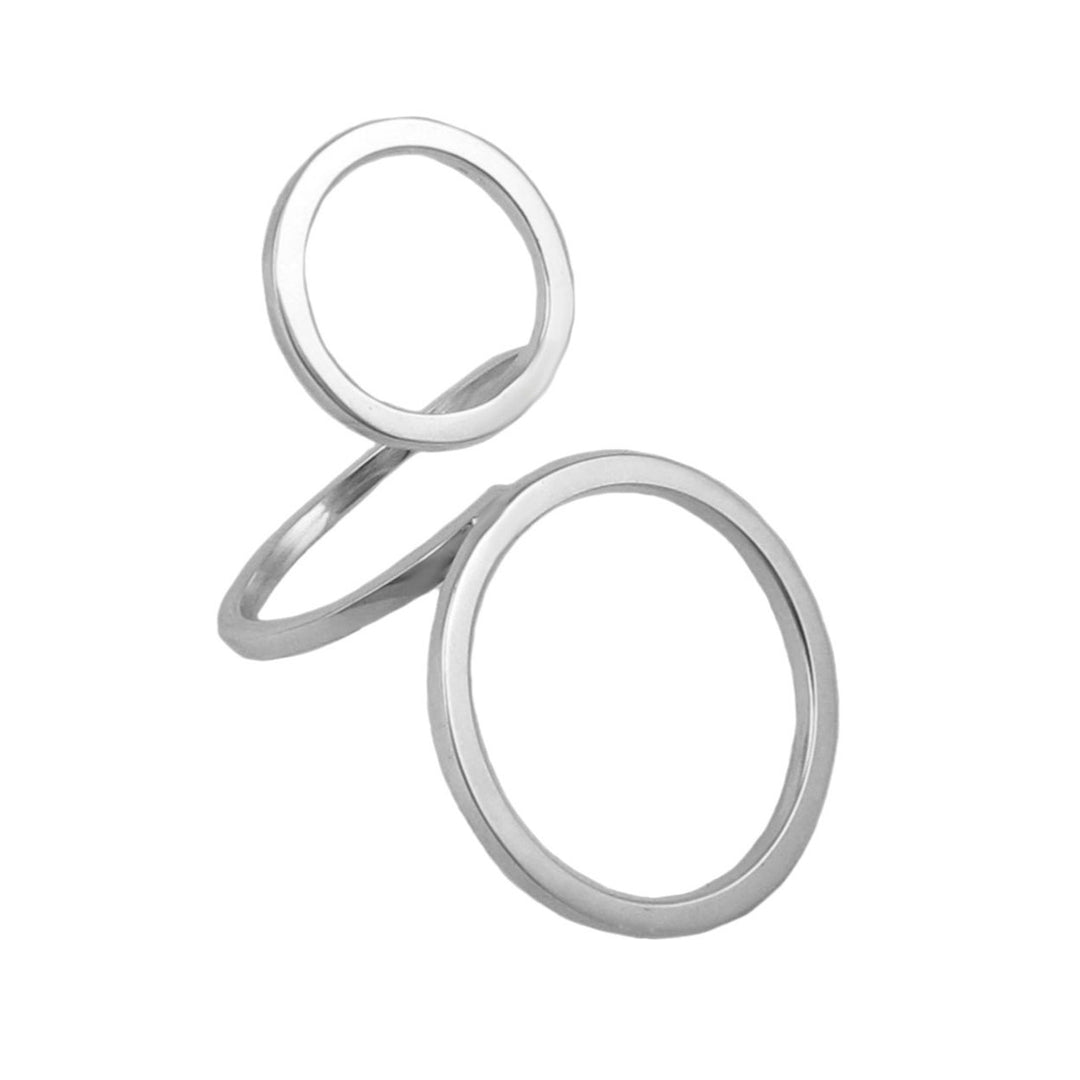 Mexican Silver Double Circle Ring for Women