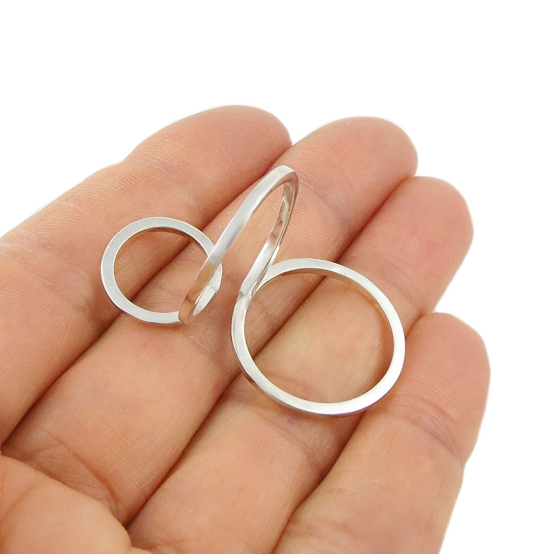 Mexican Silver Double Circle Ring for Women