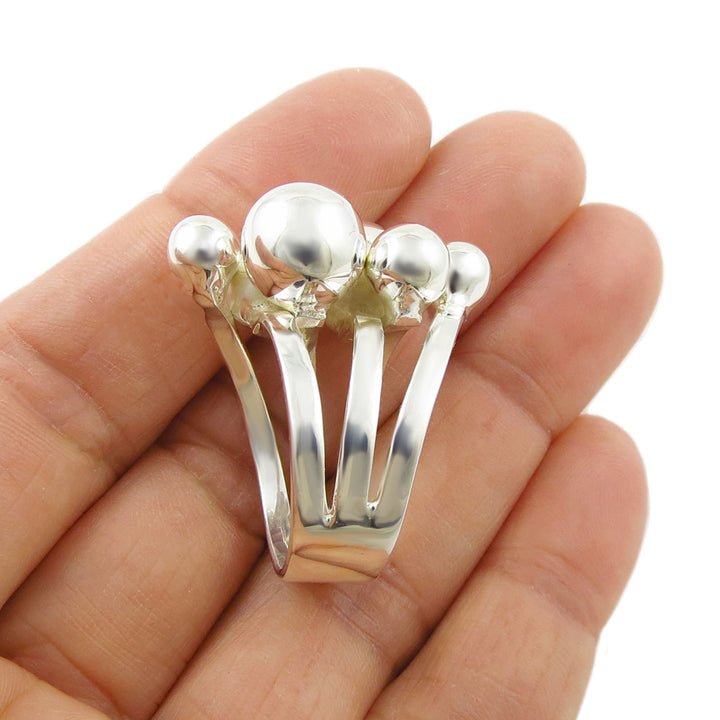 Silver Bolita Cluster Ladies Cocktail Ring