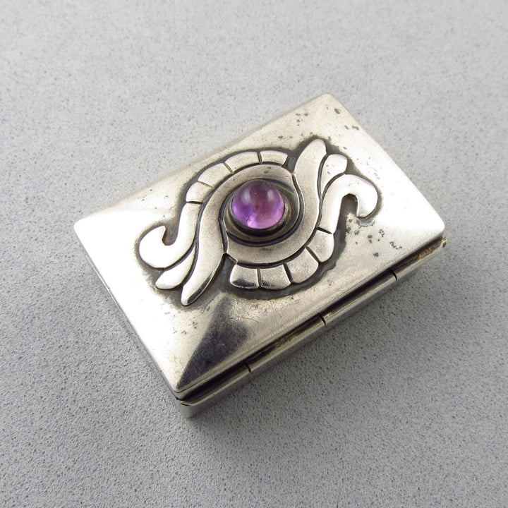 Vintage Damaso Gallegos 925 Silver & Amethyst Pill Box
