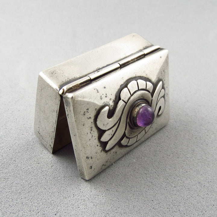 Vintage Damaso Gallegos 925 Silver & Amethyst Pill Box