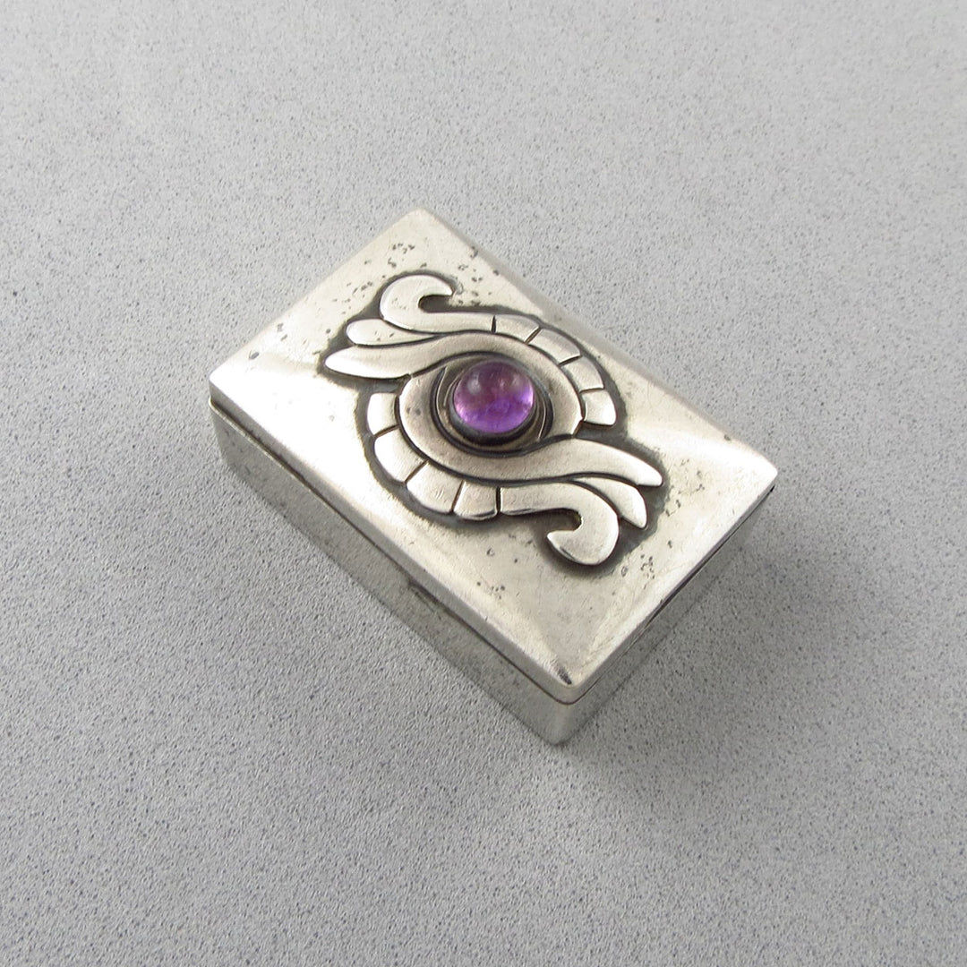 Vintage Damaso Gallegos 925 Silver & Amethyst Pill Box