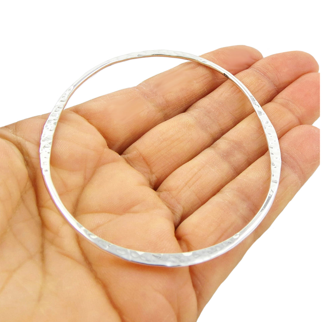 Handmade Solid Oval 925 Sterling Silver Bangle