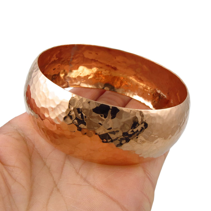 Large Solid Hammered Copper Bangle Cuff