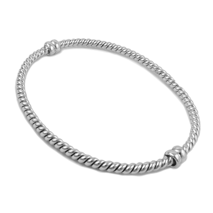 Large Unusual Twisted Sterling Silver Bangle