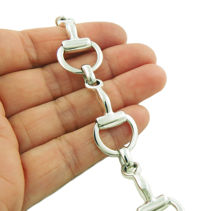 Half Snaffle 925 Sterling Silver Equestrian Horse Riding Tack Bracelet for Women