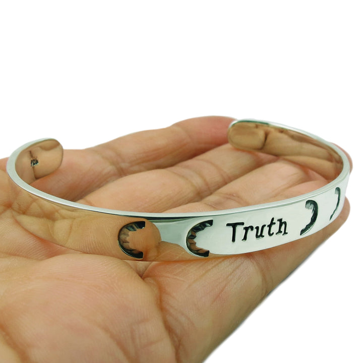 Sterling Silver Inscribed Truth Word Bracelet Cuff