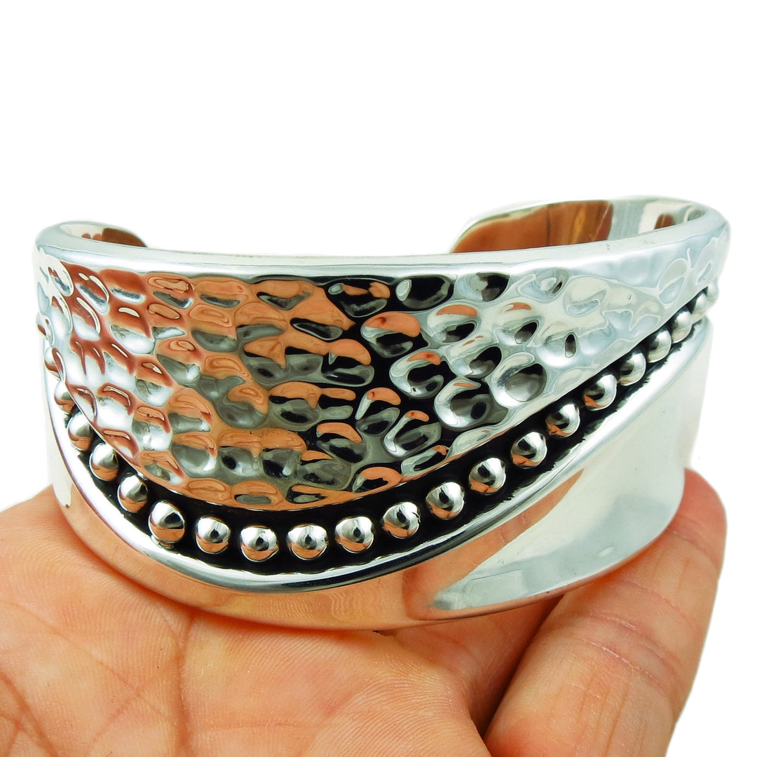 Handmade Silver Hammered Women's Bracelet Cuff