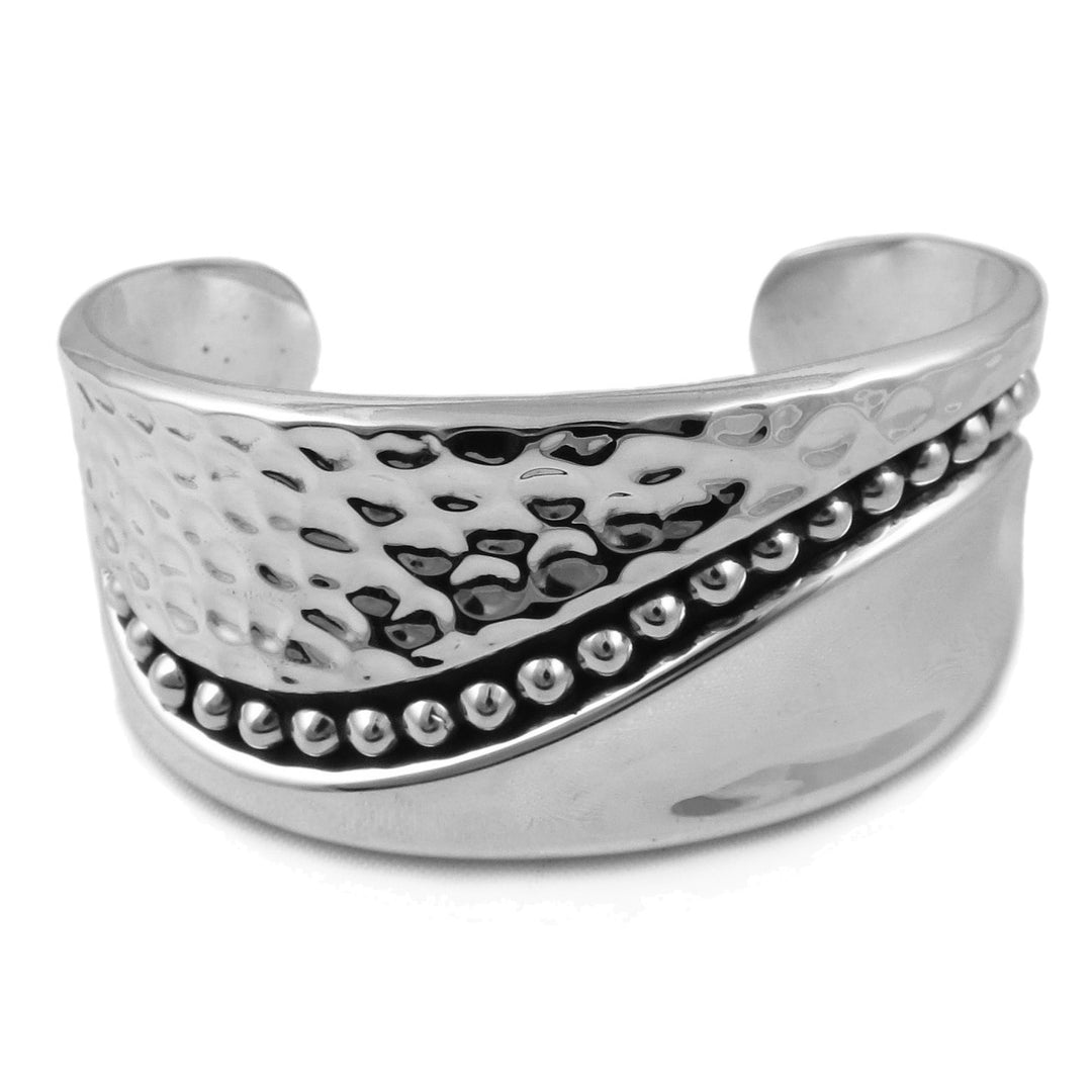 Handmade Silver Hammered Women's Bracelet Cuff
