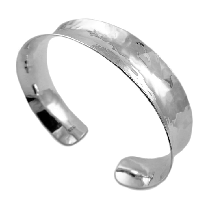Hallmarked Solid Sterling Silver Hammered Bracelet Cuff