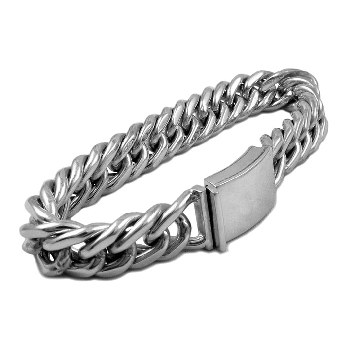 Hallmarked Sterling Silver Chunky Curb Chain Bracelet for Women