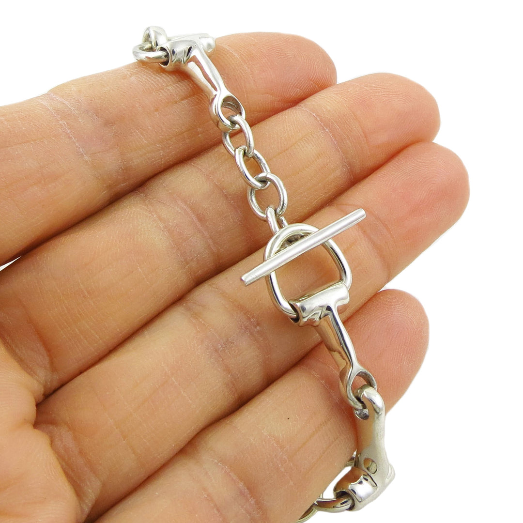 Handmade Solid Sterling Silver Snafflebit Riding Tack Chain Bracelet