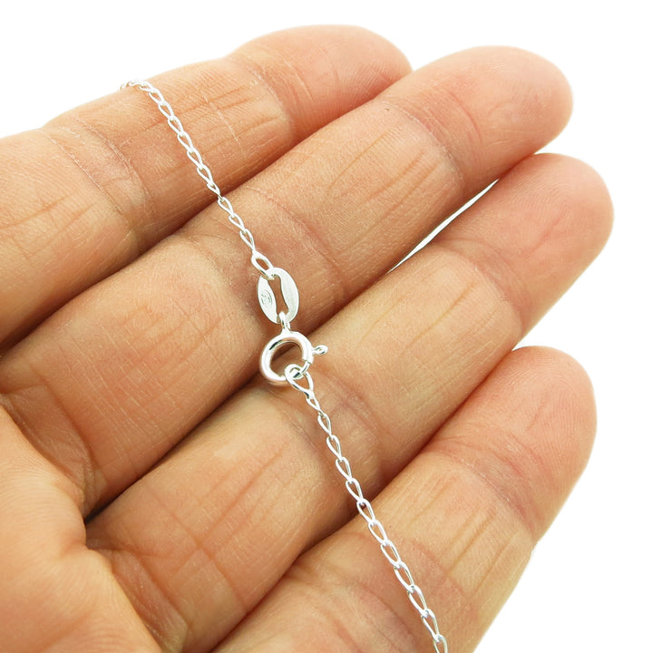 925 Silver Curb Chain Necklace 16" to 30"