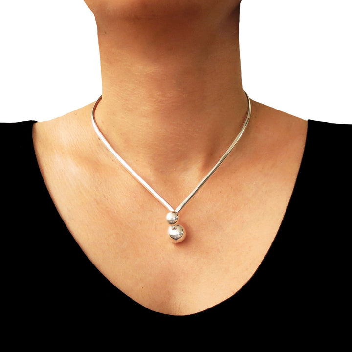 Hallmarked 925 Sterling Silver Ball Bead Choker Necklace
