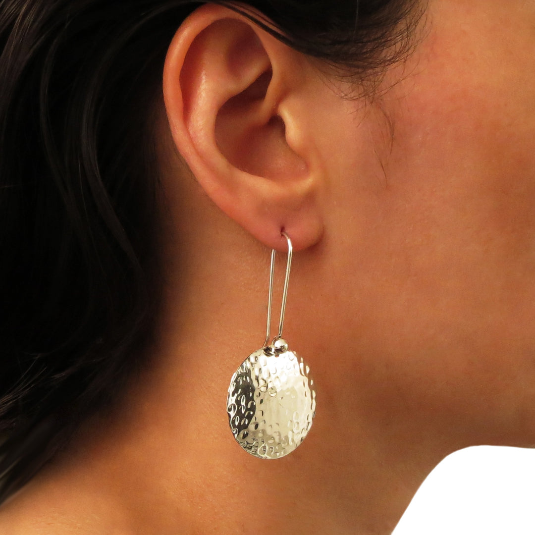 Long Sterling Silver Threader Circle Earrings Jewellery