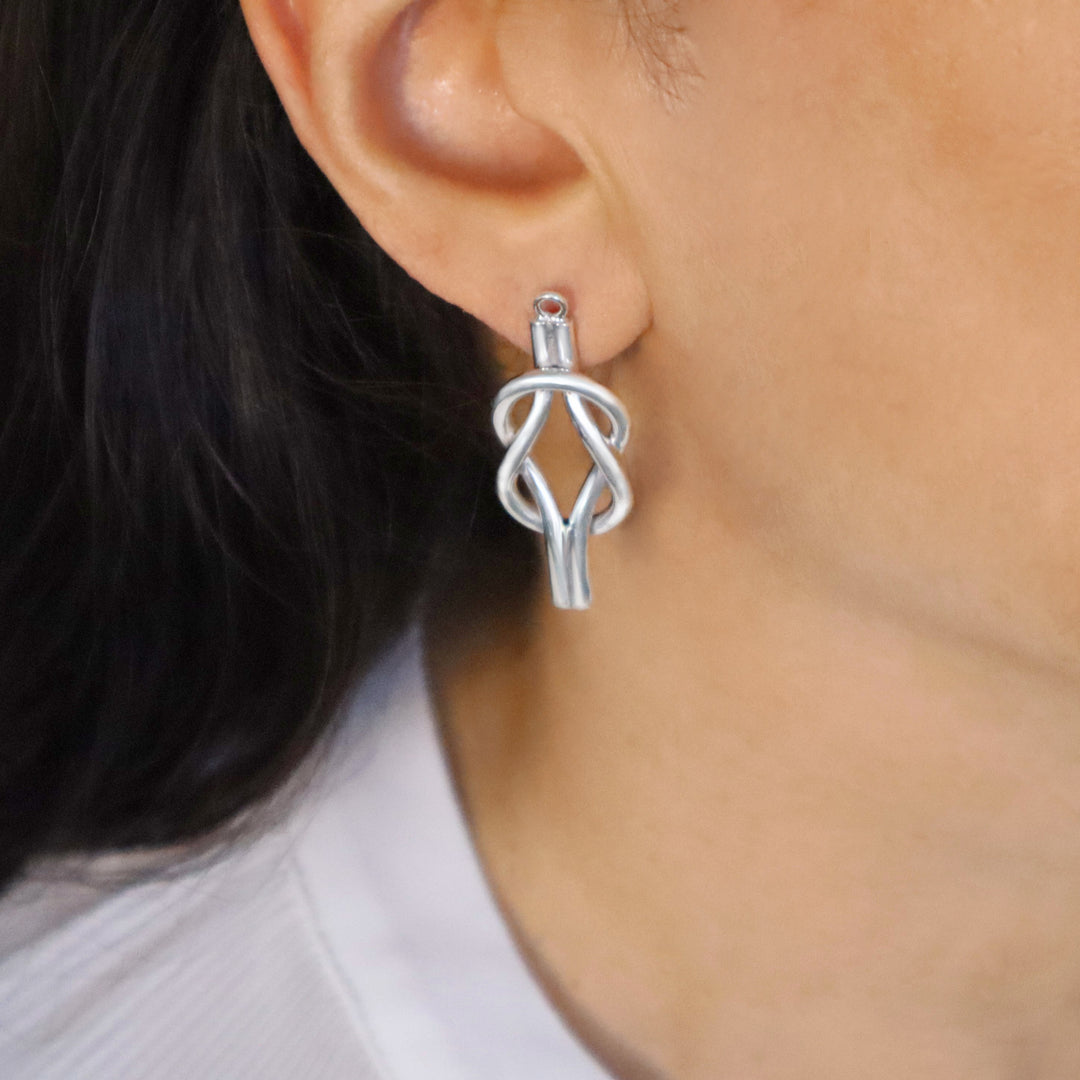 Nautical Reef Knot 925 Silver Earrings