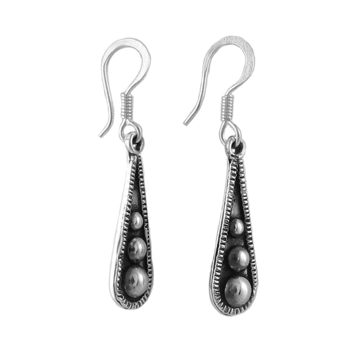 Antiqued Sterling Silver Drop Earrings