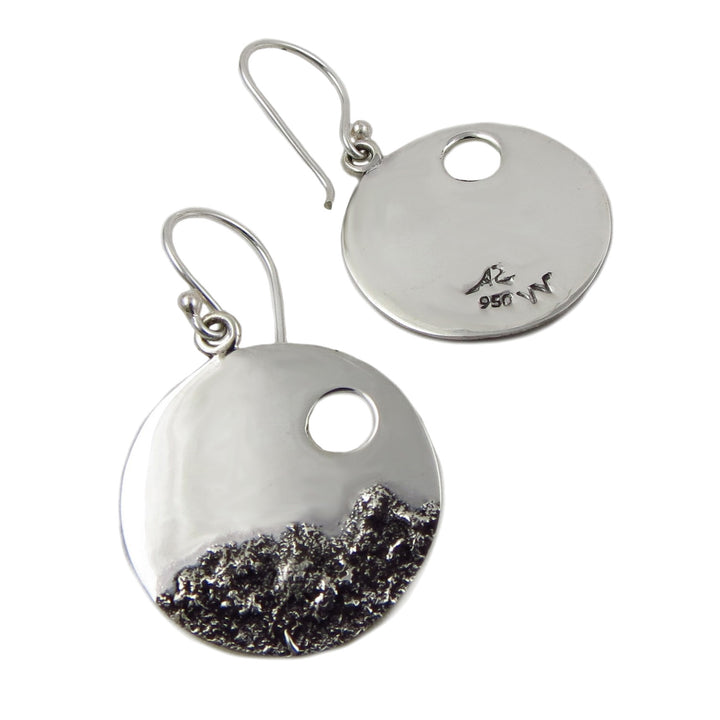 Rocky Landscape 950 Fine Silver Alon Diller Circle Earrings