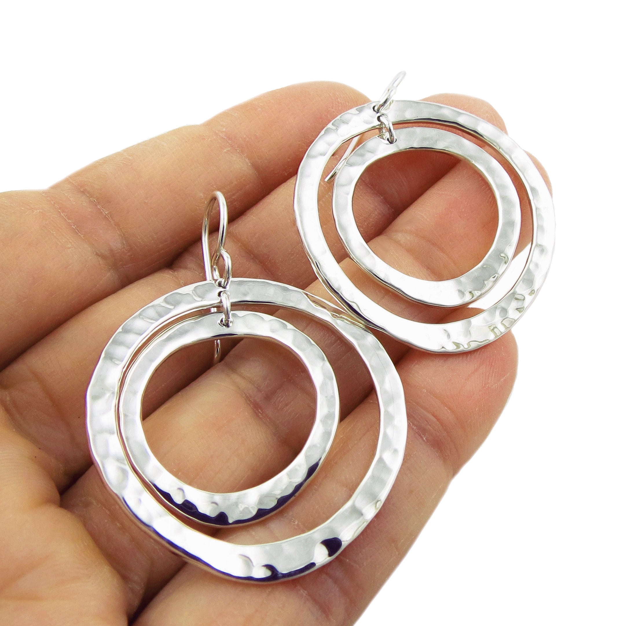 Hammered 925 Sterling Silver Curved Band Earrings