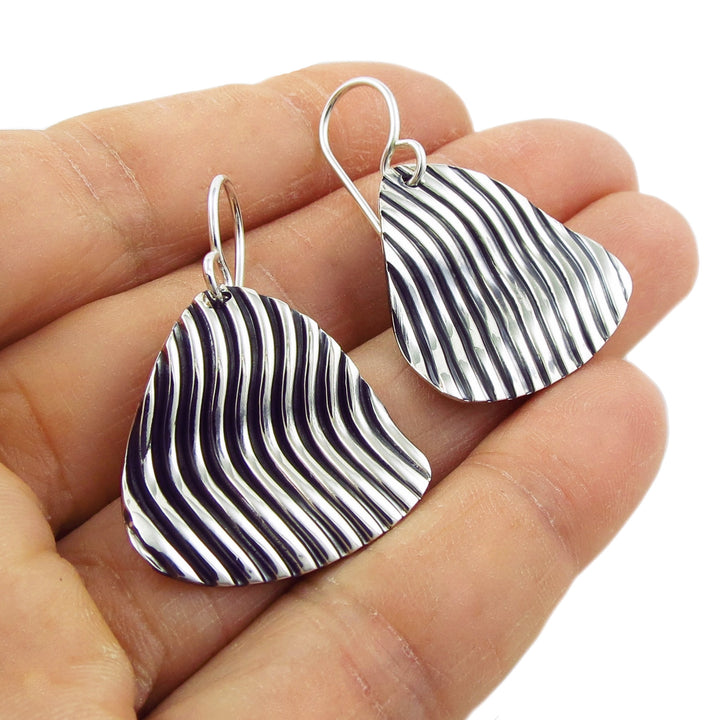 Modernist 925 Sterling Silver Groove Earrings