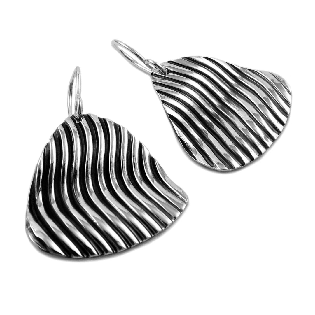 Modernist 925 Sterling Silver Groove Earrings
