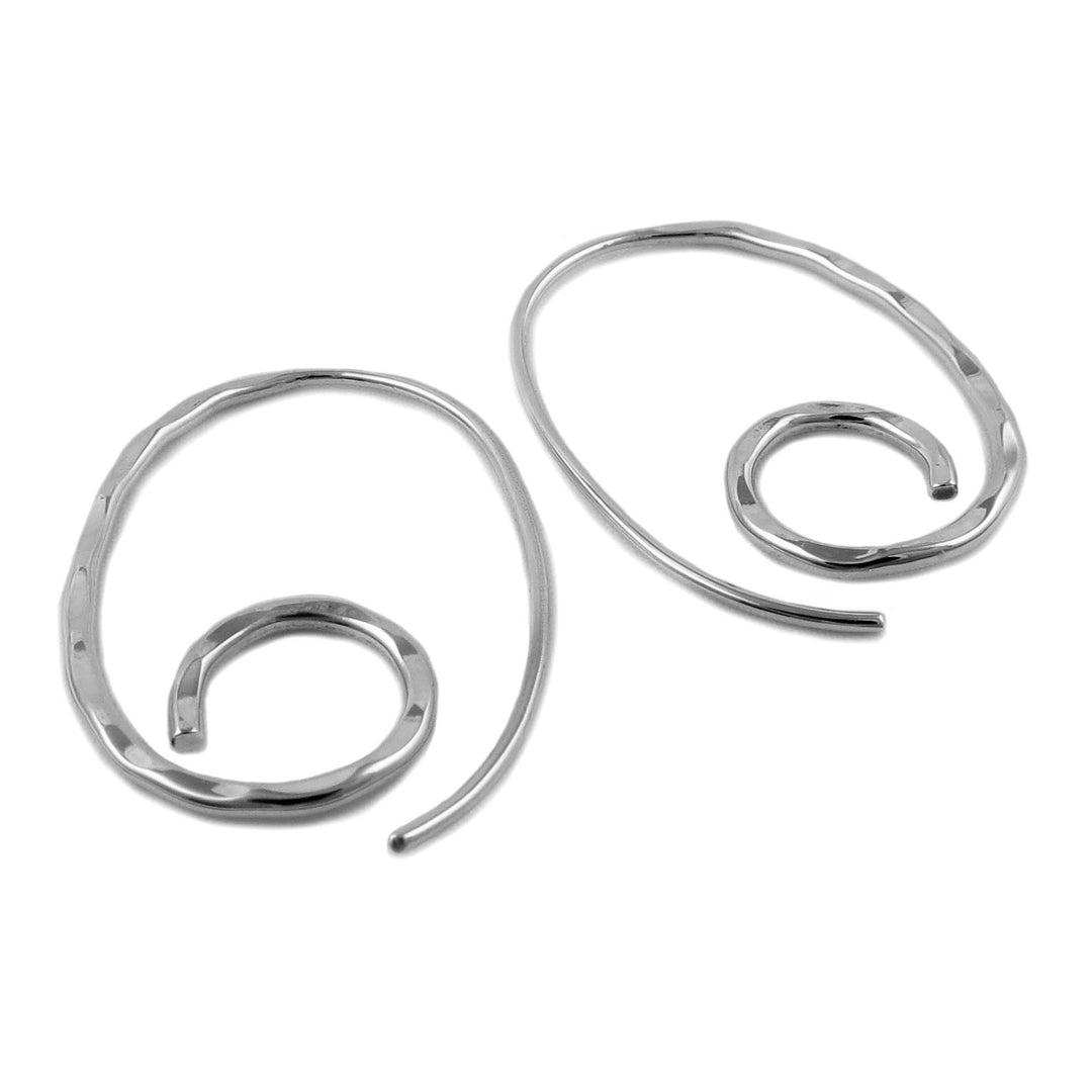 Long 925 Sterling Silver Spiral Drop Earrings