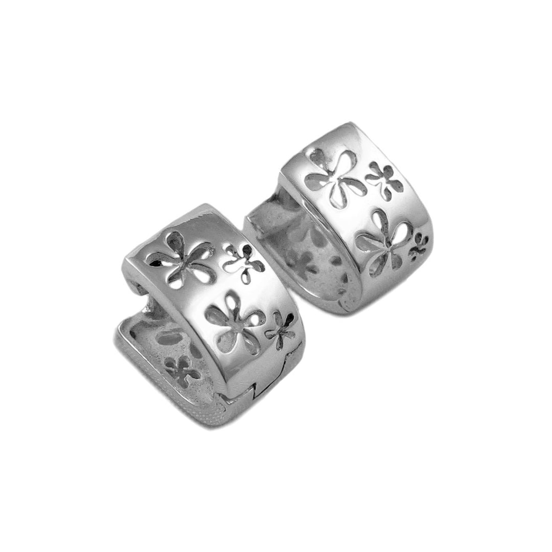 Daisy Flower 925 Sterling Silver Huggie Earrings for Women
