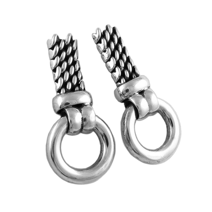 Long Herringbone Chain 925 Sterling Silver Earrings