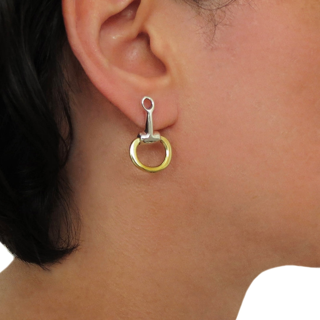 925 Sterling Silver and Brass Horse Snafflebit Earrings