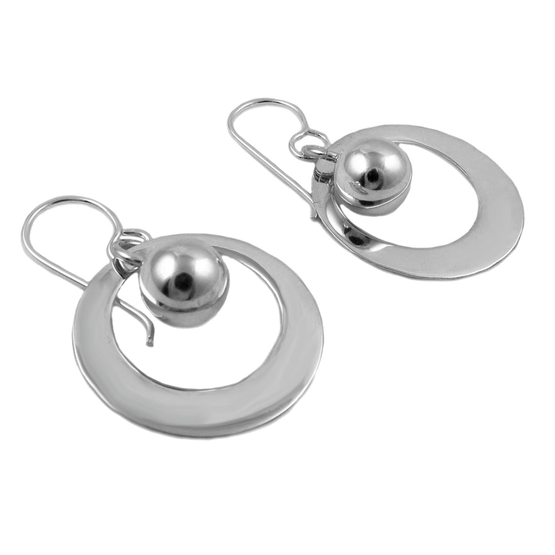 Ball Bead and Hoop Sterling Silver Boho Earrings