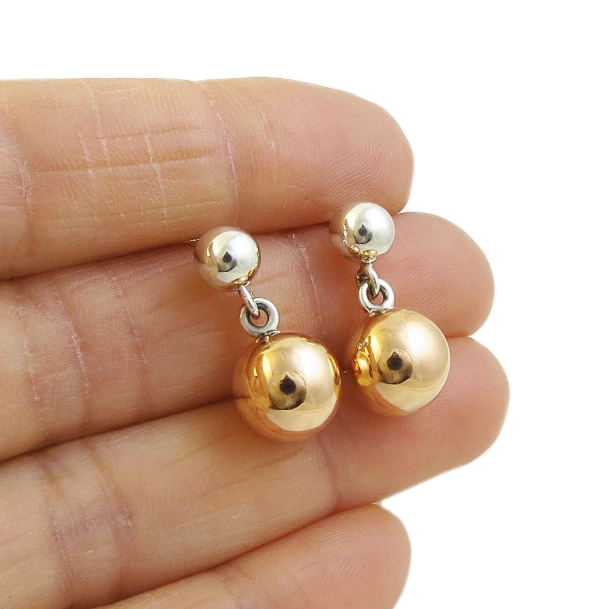 Gold ball dangle on sale earrings