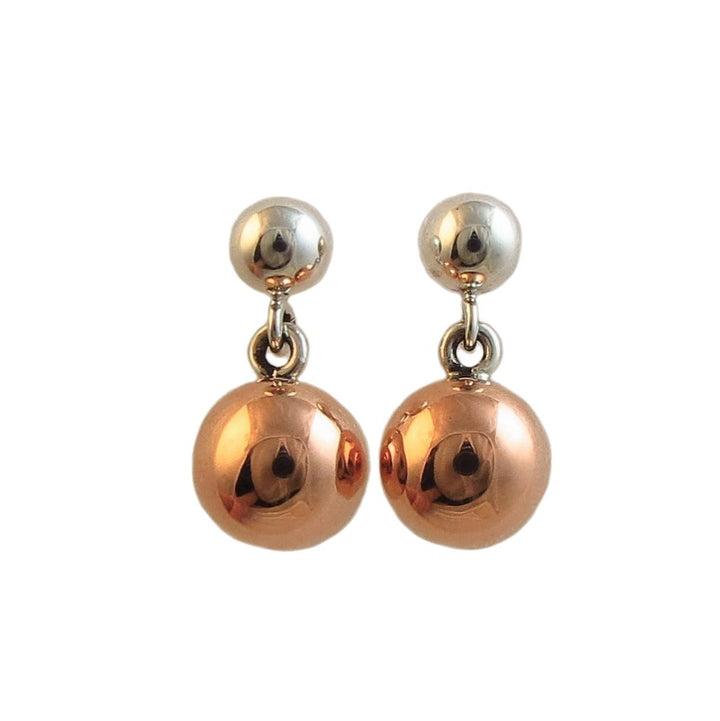 925 Silver and Copper Ball Bead Dangle Earrings