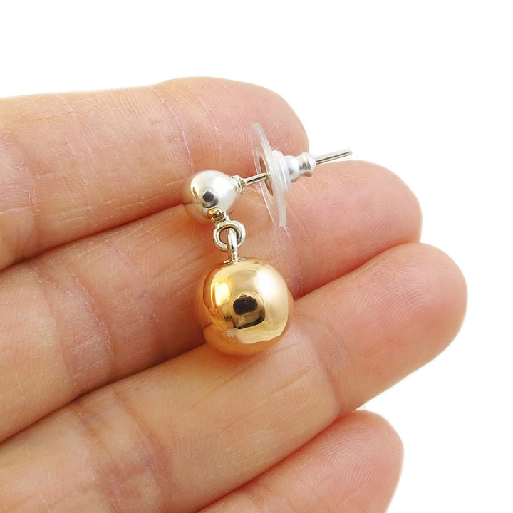 925 Silver and Copper Ball Bead Dangle Earrings