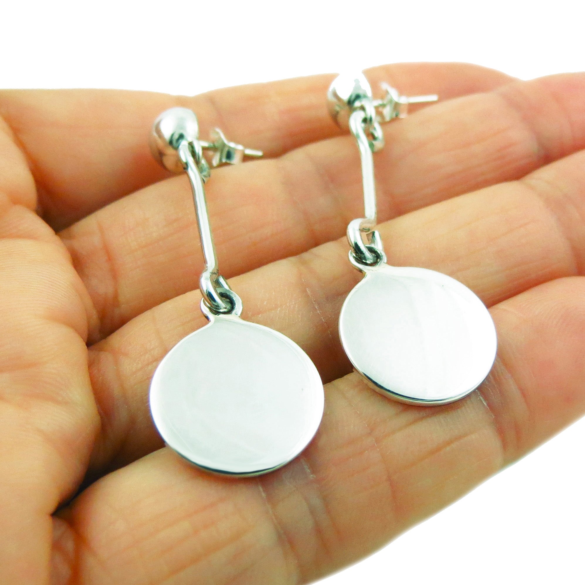 Sterling Silver Mountain and Eagle Disc Earrings | Highland Hiddle