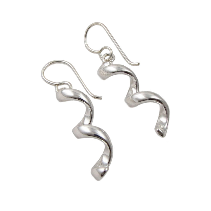 Spiral Drop 925 Sterling Silver Dangle Earrings