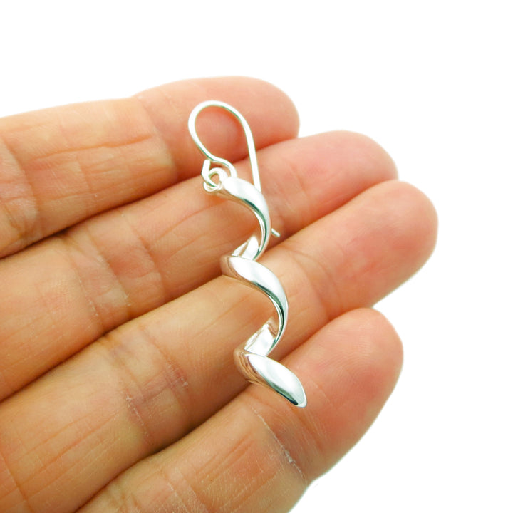 Spiral Drop 925 Sterling Silver Dangle Earrings