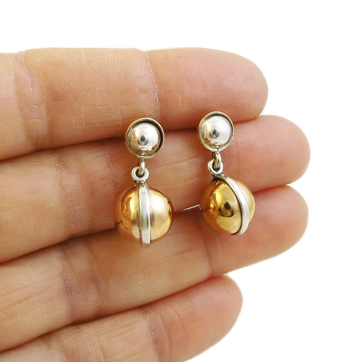 Sterling Silver and Copper Ball Earrings