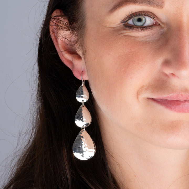 Long Triple Drop Earrings 925 Sterling Silver for Women