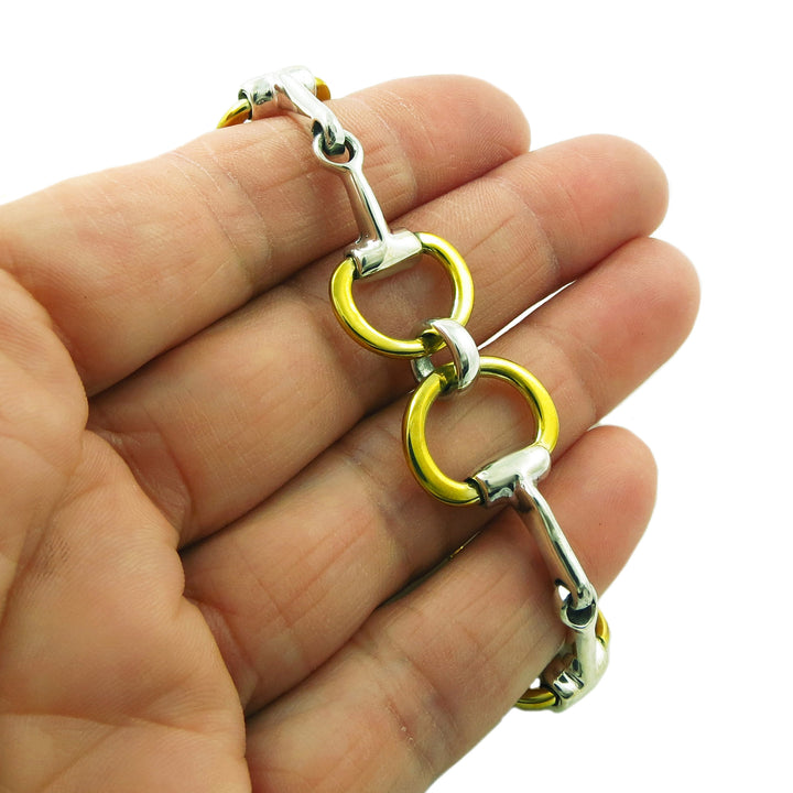 Horsebit 925 Sterling Silver and Brass Horse Snaffle Necklace